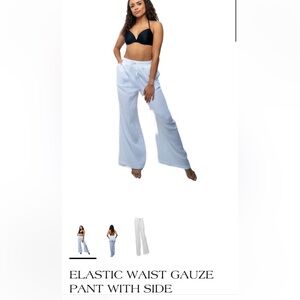 ELASTIC WAIST GAUZE PANT WITH SIDE POCKETS